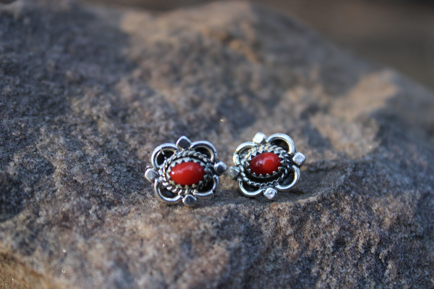 Coral Stud Earrings