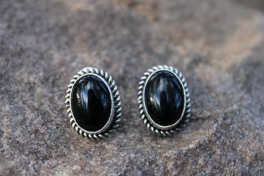 Black Onyx Stud Earrings